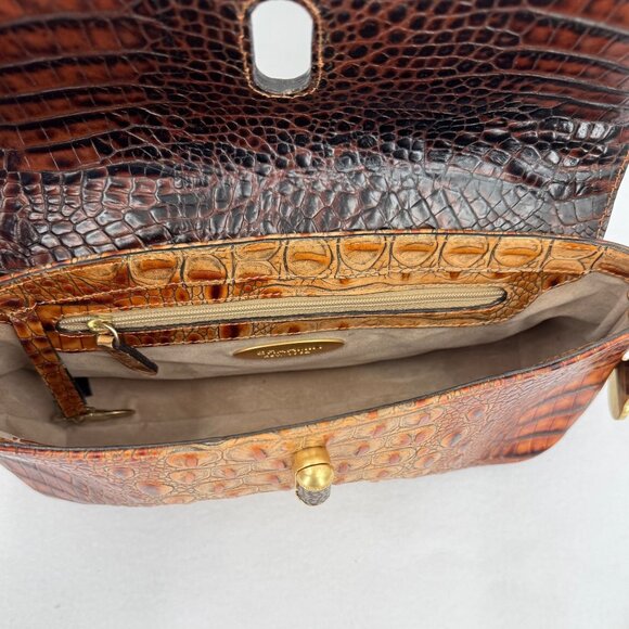 Brahmin Women's Daria Toasted Almond Croc-Embossed Leather Shoulder Bag 12x5x3 - Picture 5 of 12